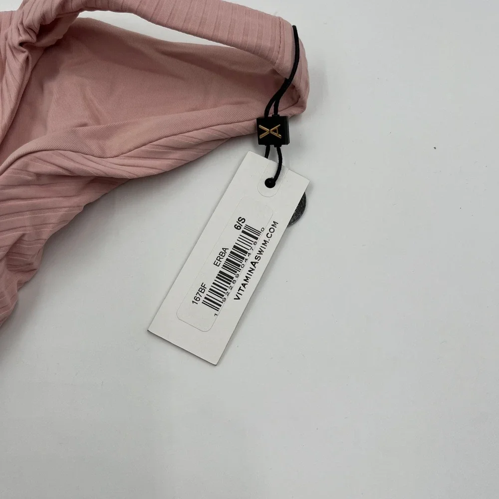 Vitamin A Luciana Ribbed Reversible Bikini‎ Bottom Ballet Pink 167BF - Size 6/S